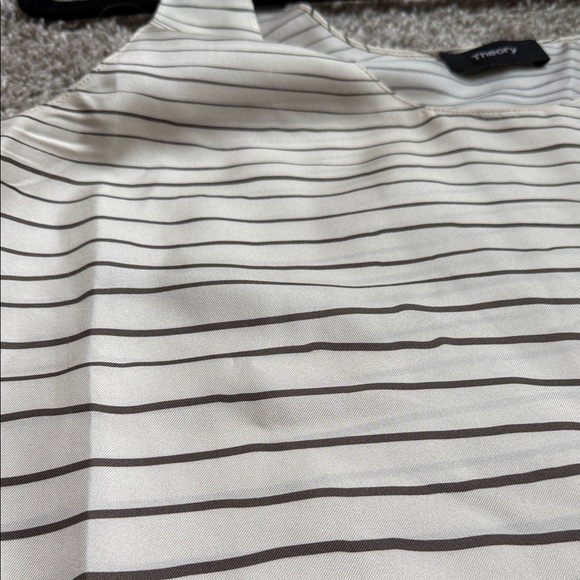 Theory Ivory and Charcoal Striped Tank Top M / L - Picture 3 of 4